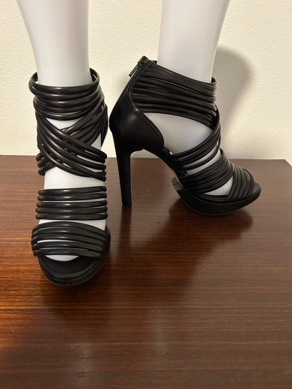 Strappy High Heel Sandals in Black